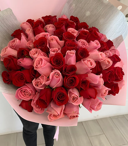 Ramo Buchón con 100 Rosas de Invernadero || Arreglo Gigante con 100 Rosas Premium